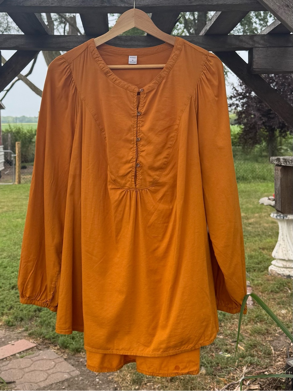 Old Navy Rust Orange Cotton Modal Boho Peasant Tunic XL